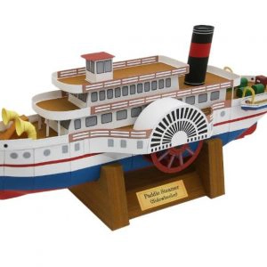 Maquete de papel papercraft barco de rodas de pás laterais