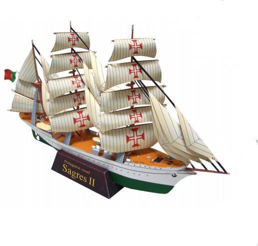 Maquete de papel papercraft do navio veleiro Sagres II