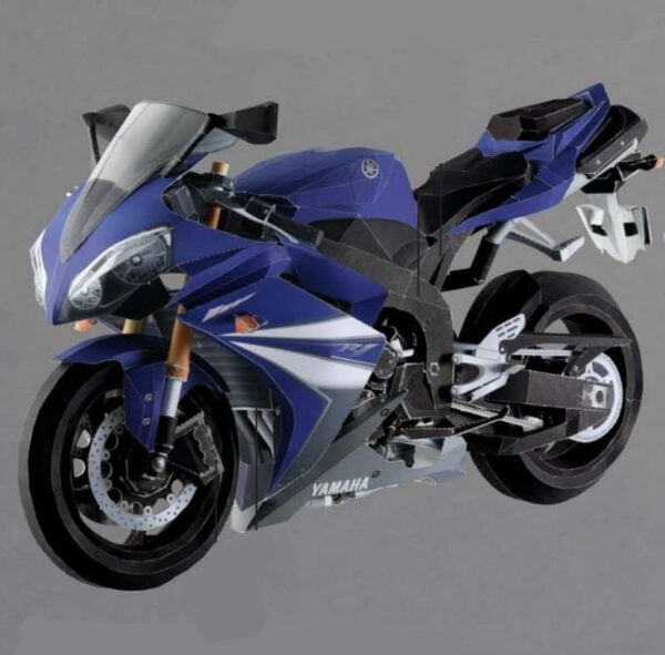 Papercraft / maquete de papel da moto Yamaha YZF R1 azul