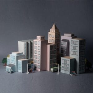 Papercraft / maquete de papel de uma cidade - escala média