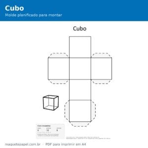 Cubo planificado para imprimir e montar