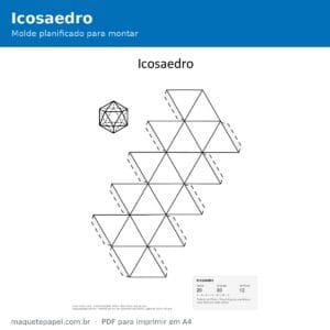 Icosaedro planificado para imprimir e montar