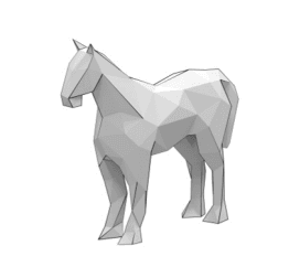Papercraft / maquete de papel de um cavalo estilizado (low poly)