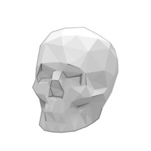 Papercraft / maquete de papel de um crânio humano estilizado (low poly)